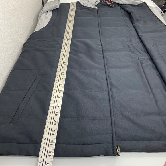 Travis Mathew Men's 3XL Scavenger Heater Tech Hoodie Vest Black Heather Grey NEW - Picture 5 of 10